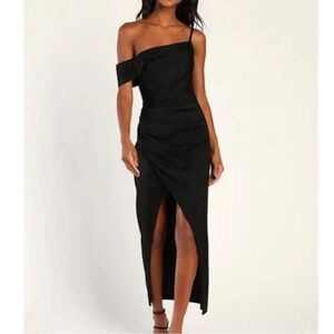 NWT Lulus Elegant Black Off-Shoulder Maxi  Dress Sz XL